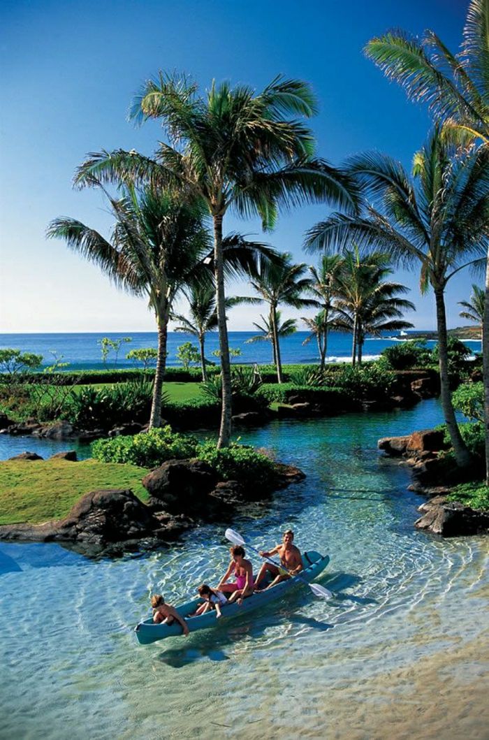 Spa tatil Hawaii macera çizme Kristal Su egzotik seyahat