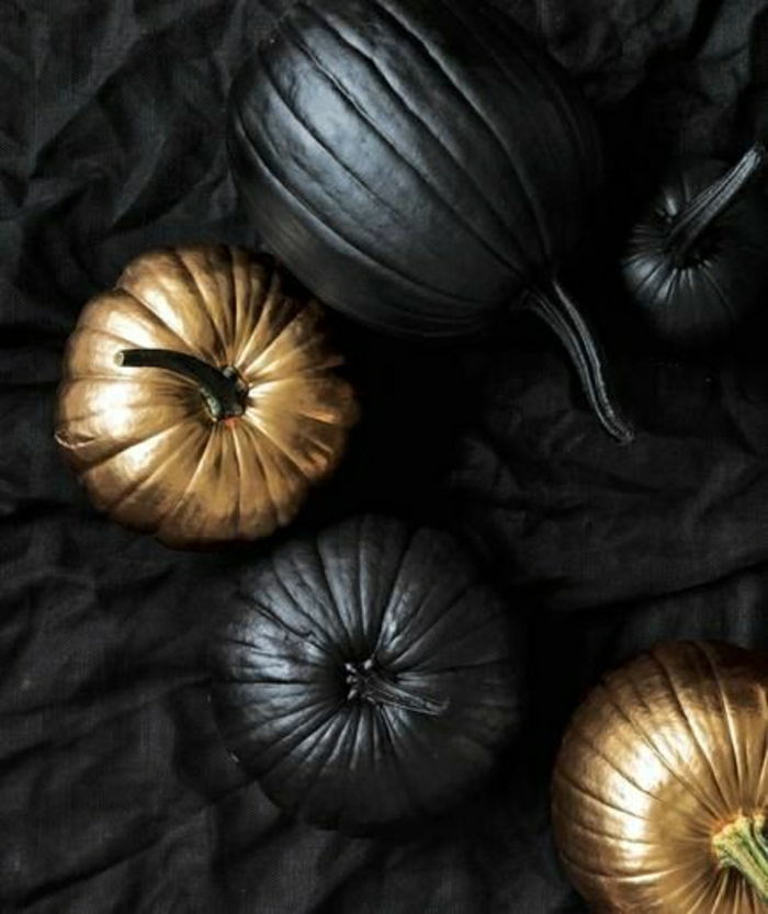 -Spray pobarvane buče-zlato-črno-mat elegantna dekoracija