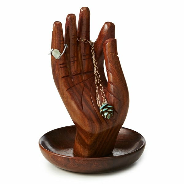 Stand met de hand houten ring-steen armband Green Thong Afro stijl