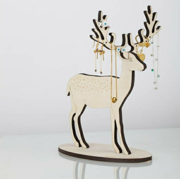 Stand-Deer Antler Jewelry Hout Ketting ringen oorbellen-houten sokkel