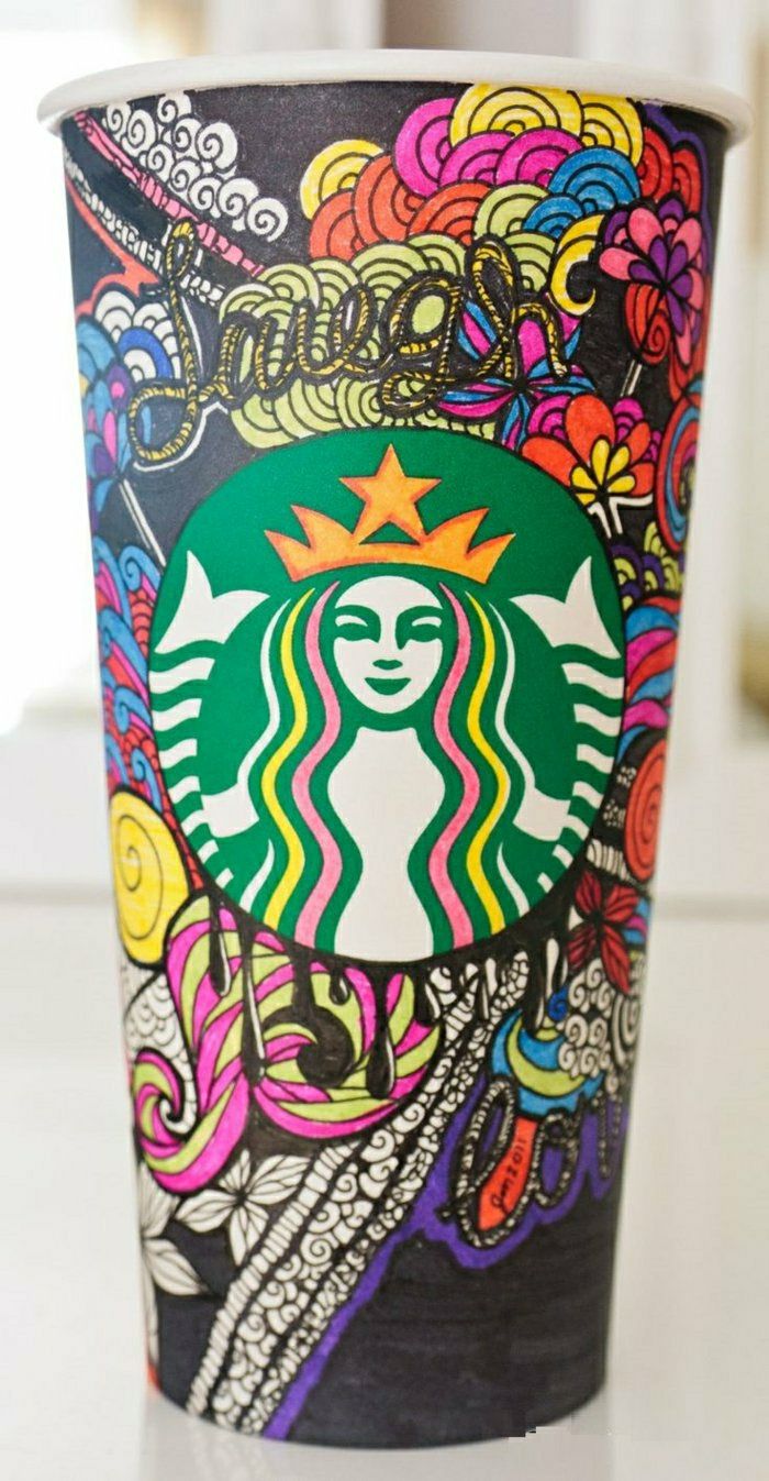 pahare de hârtie Starbucks decor colorat