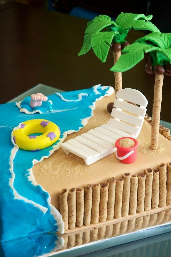 Strand en palmen Decoratie of-a-Cake Ideas