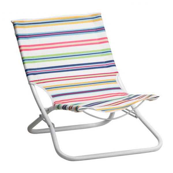 Plážová stolička Ikea - jednoduchá a farebná v bielej farbe a veľmi ľahká