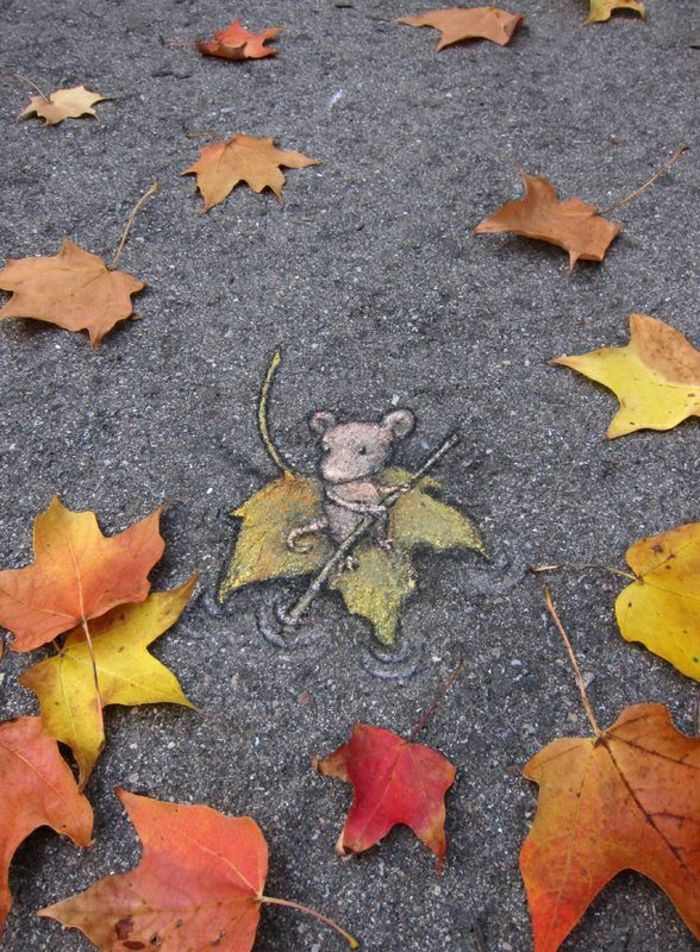 Street Graffiti Autumn Leaves Mouse wioślarstwo żeglarstwo