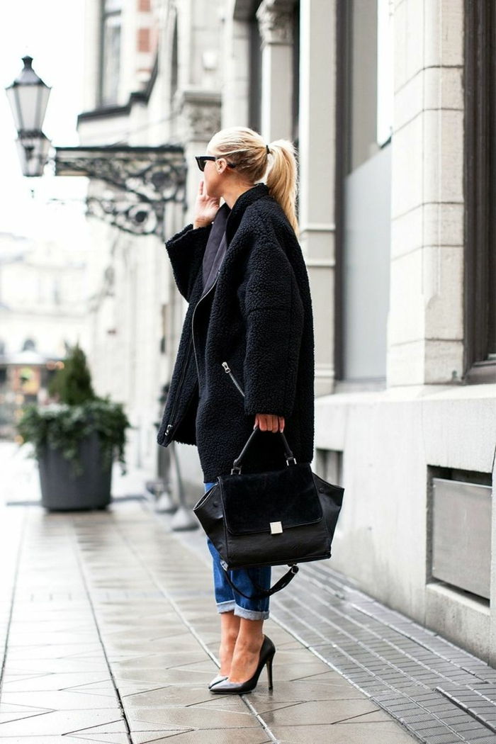Street Girl extravagant Coat jeans svarta skor försäljning