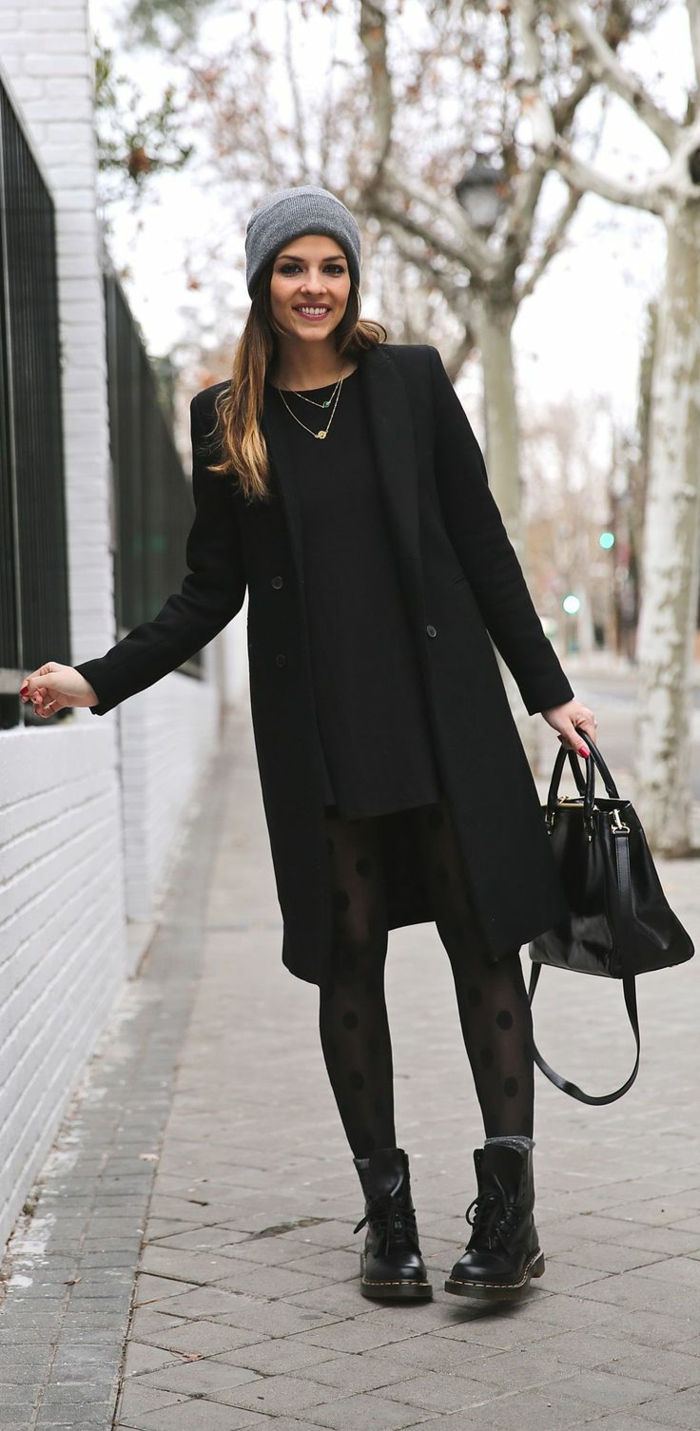 Gatvės mada žiemos paltai Ponios juoda-klasikinio modelio