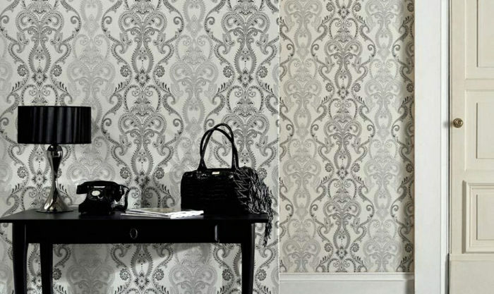 Wallpaper Pattern barocco in bianco e nero