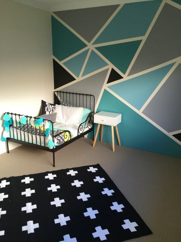 Wallpaper pentru camera de tineret cu formă geometrică