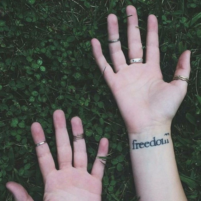 Tattoo bokstäver tatuering på handleden