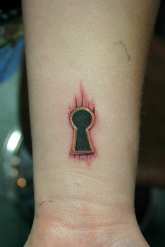 Tatuagem no pulso pequeno buraco da fechadura tatuagem