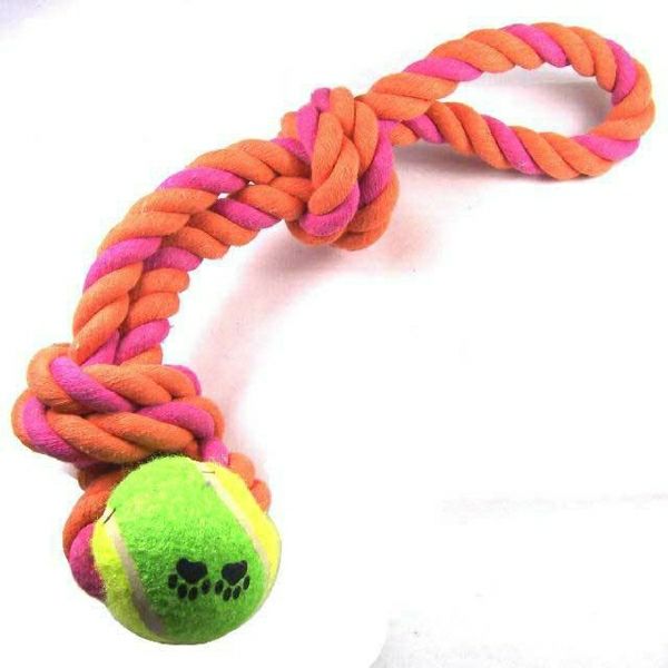Zobje čiščenje vrvi-in-tenis-ball-hišnih-dog-igrače-cat-igrače-V7230