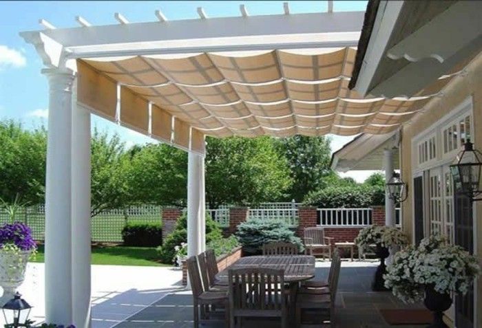 Terrace Canopy parasoll och trädgårds Sitzgruppe-in-shadow