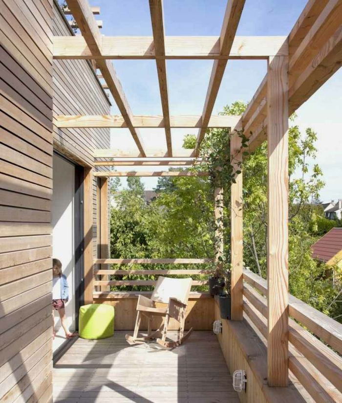 Solidny naturalny balkon z naturalnego drewna Klosz z fotelem Relax