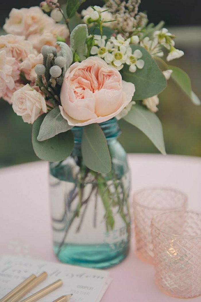 Stalo dekoravimas Gėlių išsaugoti jar akiniai žvakės