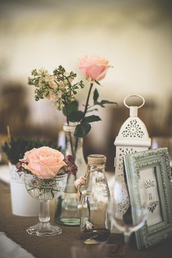 -Tischdeko Bröllop idéer vintage bordsdekoration idéer-rosa blommor