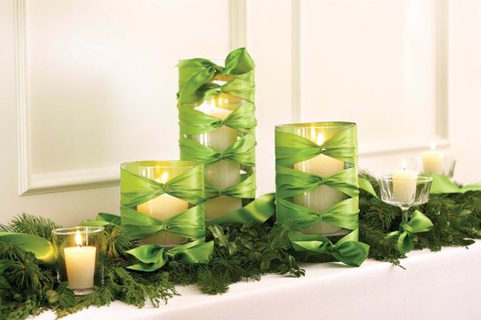 bandas Tabela velas-verdes decoração-com-