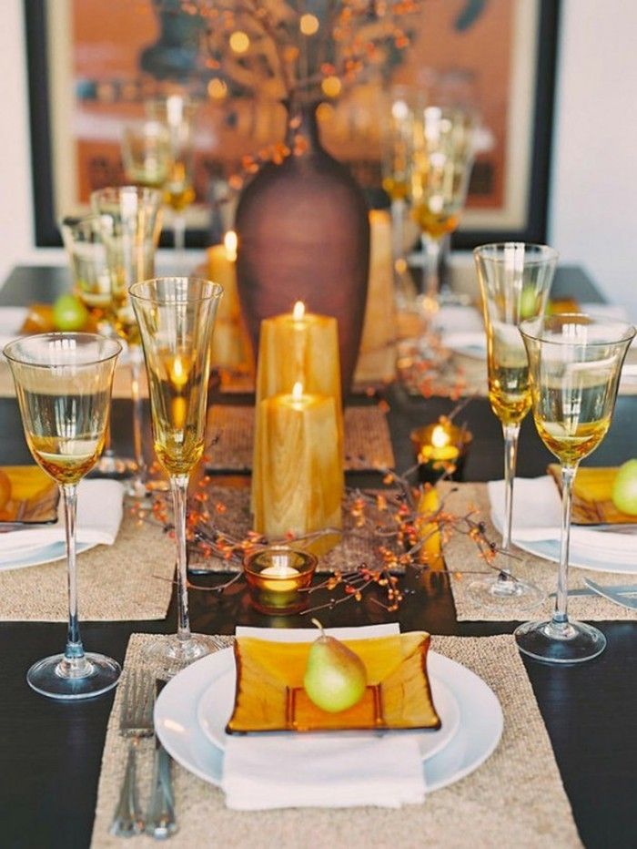 Decoração de mesa-com-velas e vasos