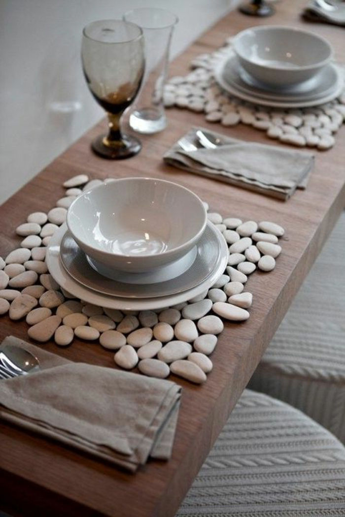 Stalo dekoravimo idėjos dekoratyviniai akmenys kūrybinę idėją