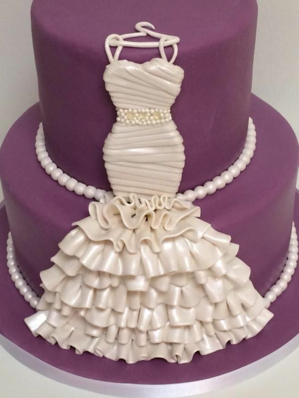 Torta com ideias de vestido de noiva