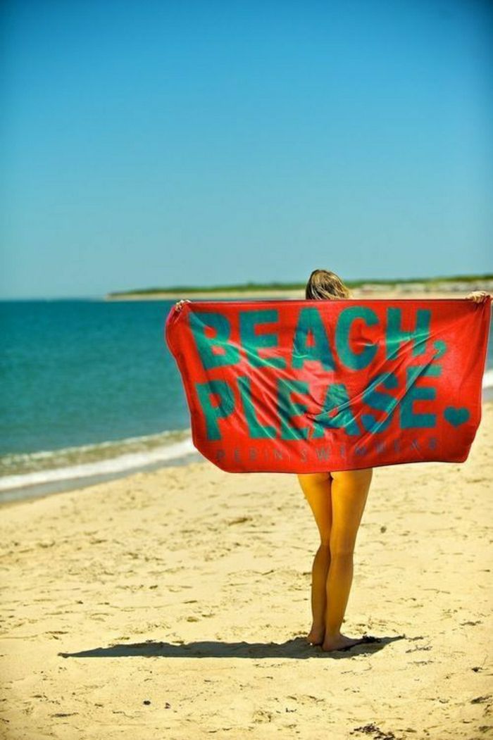 Tyg strand intressant märkt-Beach-Please