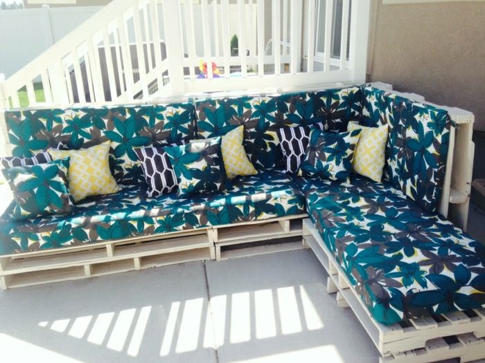 Veranda Patio Design colț de canapea Paletă model floare Pernele pernă scări