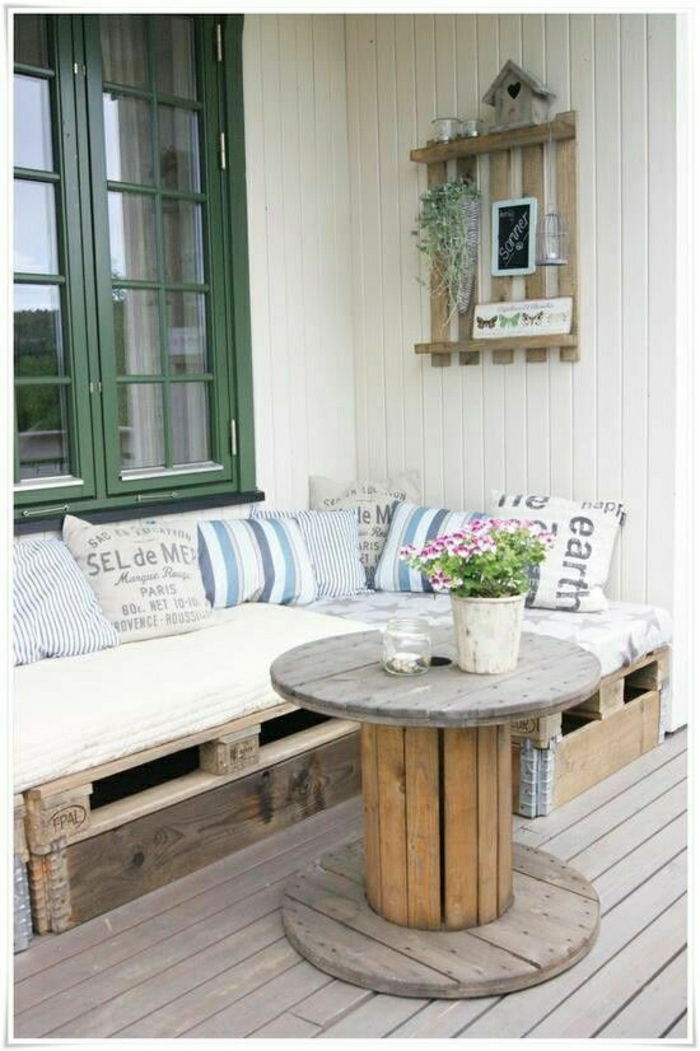 Pridvor-terasa paleti mobilier de gradina canapea masuta de cafea pernă Ghiveci de flori