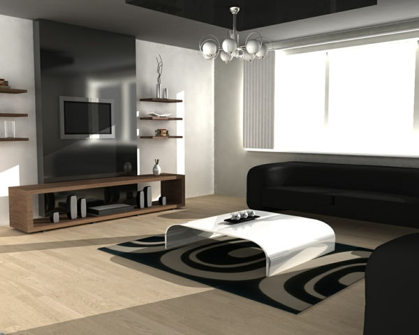 litet vardagsrum inrättat - soffa i svart