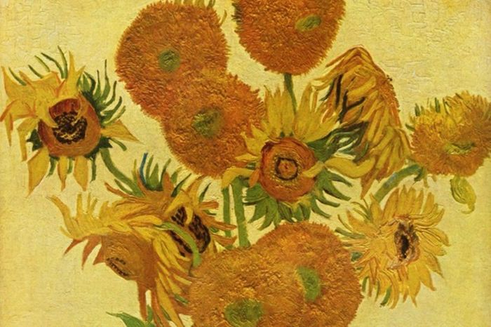 Vincent Van Gogh solrosbild berömda konst
