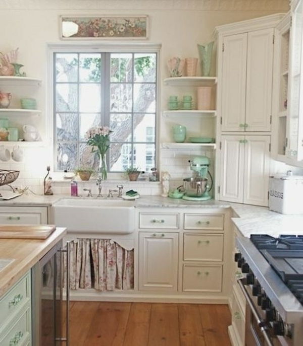 Design de cozinha de móveis de cozinha vintage em casa