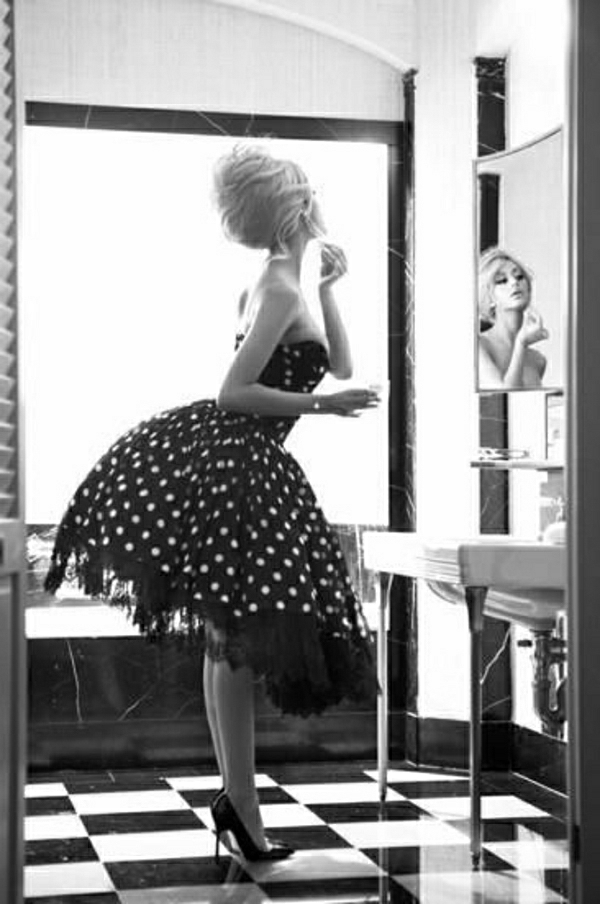 Rockabilly klänningar vintage-look polka-dot dress Mirror
