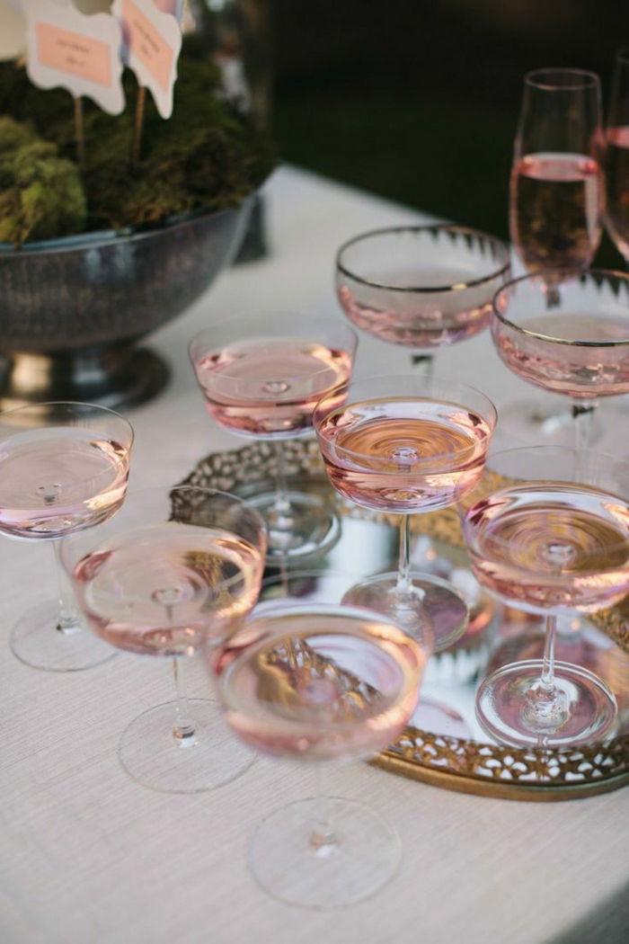 vidros do vintage champagne rosa