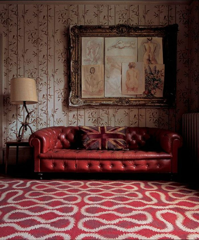 Vivienne Westwood dizainas raudona Chesterfield sofa pagalvėlė-Anglų vėliava