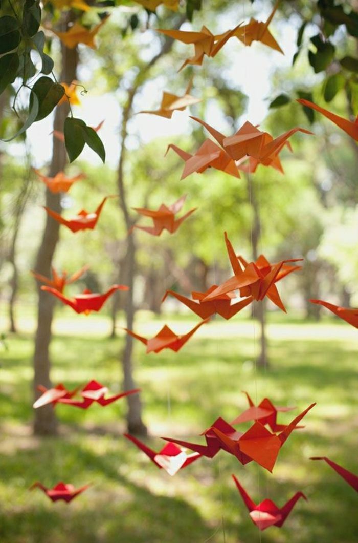 Foresta Alberi di Origami a sospensione Deco rosso-arancio