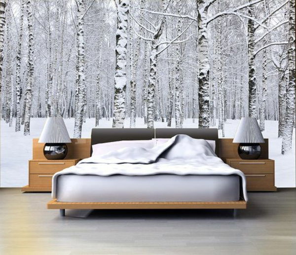 Målningar sovrum träd-med-snow