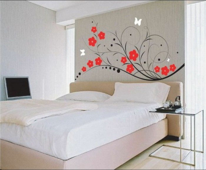 flori de perete tatuaj dormitor cu roșu-