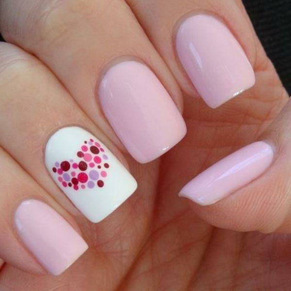 Nail design bilder for bryllup - rosa og hvit match