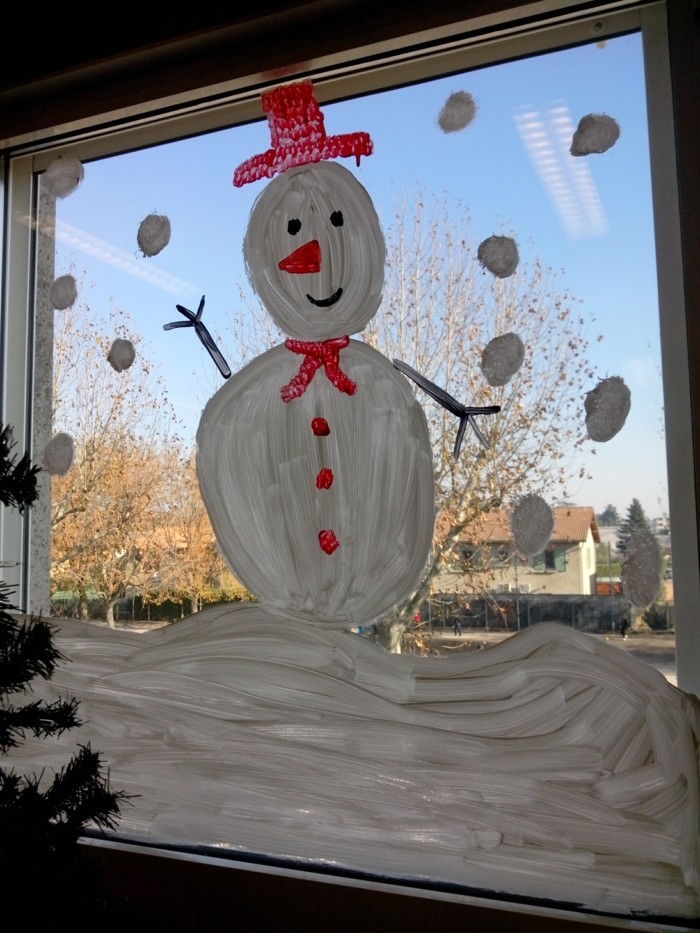 vianočný Fensterdeko-snehuliaka-oknami
