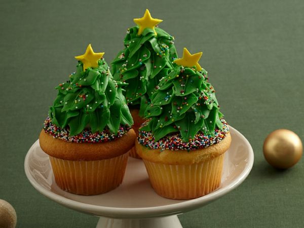 Kerstbomen-Kerstmis cupcakes