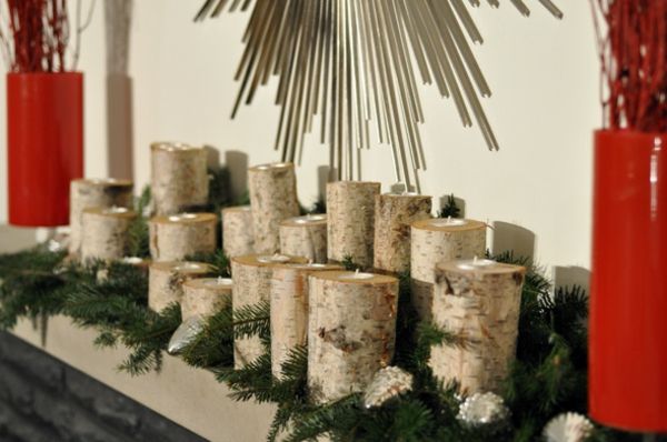 De Kaars van Kerstmis berkboomstam decoraties-zelf-maken