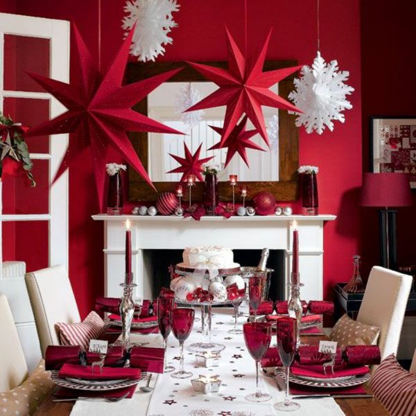 Kalėdų-mažai-Kalėdų-sau-kad Deco už stalo idėjų-raudona-balta
