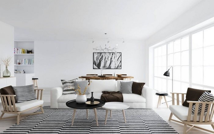 Dnevna soba pohištvo-v-beli A moderno dekoracijo