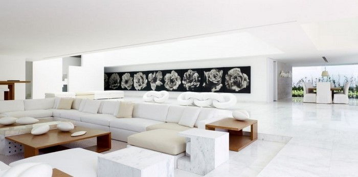 Dnevna soba pohištvo-na-beli Moderni odločitev