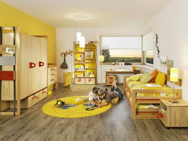 galben de proiectare Pepiniera de podea din lemn covor