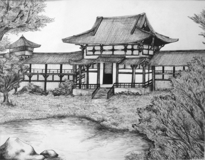 Rita Book-med-en-penna-japanska hus