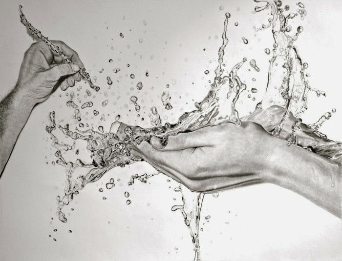 Desene-cu-creion-apă și mâinile