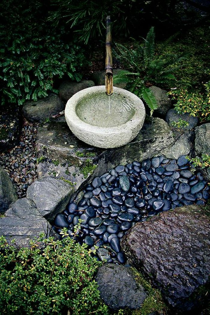 Zen Hage japansk bambus fontenen dekorative steiner