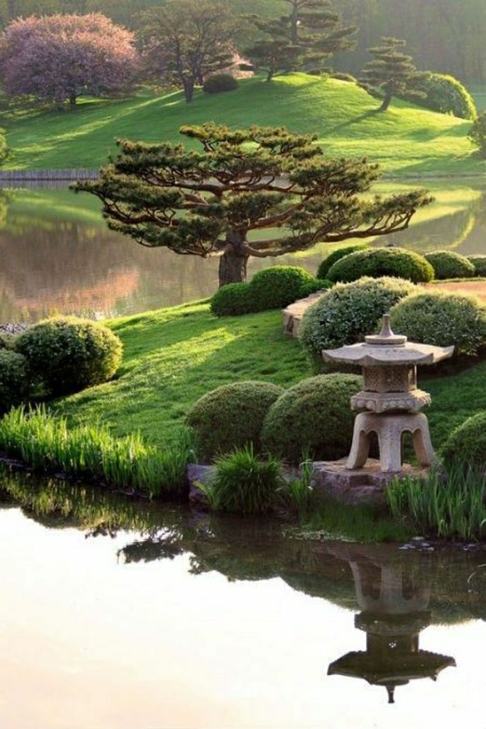 Zen Garden Japonski Bonsaj drevesa Lake