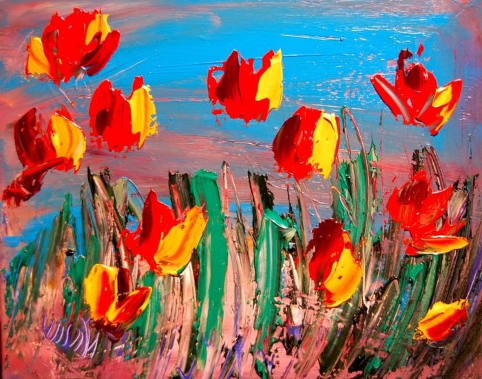 błyskowych kolorach piękne tulipany-in-abstract-art-