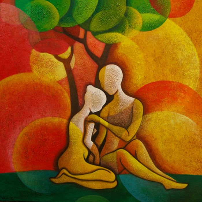 abstract-art-om-și-femeie-cu-un-arbore