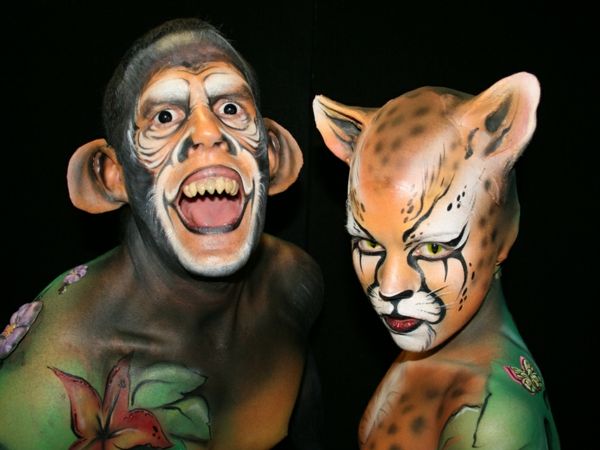 maimuță-make-up-două persoane